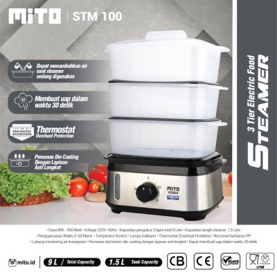 MITO Steamer Electric Food STM100 3 Tier Black